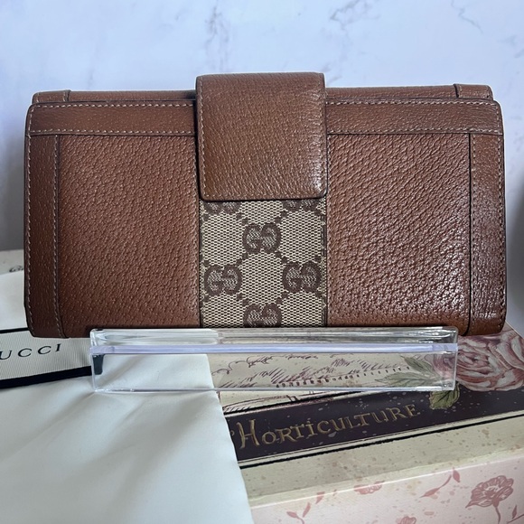 Gucci Monogram Leather and Canvas long wallet - Picture 3 of 12